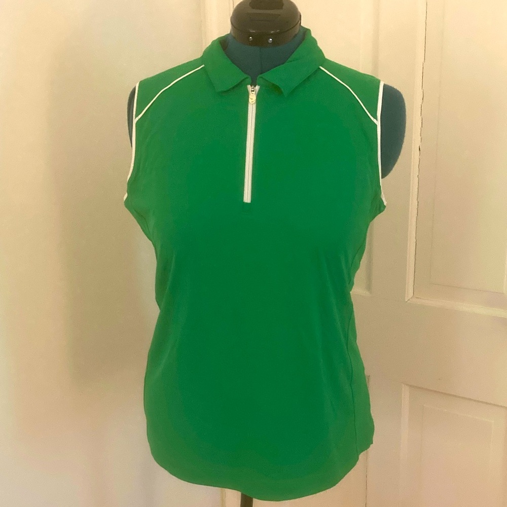 Slazenger Green Zip Front Sleeveless Golf/Tennis/Pickleball Shirt